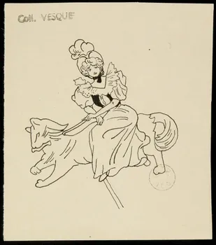 partie d'un ensemble de dessins Femme sur un animal de manège 1968.102.1620 Photo Mucem