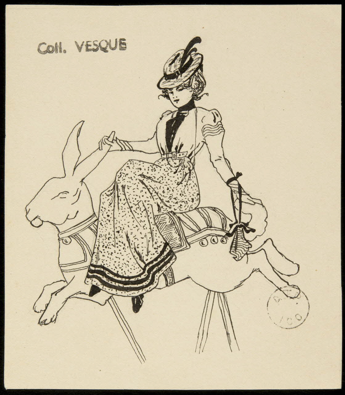 partie d'un ensemble de dessins Femme sur un lièvre de manège 1968.102.1621 Photo Mucem