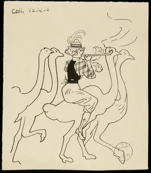 partie d'un ensemble de dessins Femme sur une autruche de manège 1968.102.1623 Photo Mucem