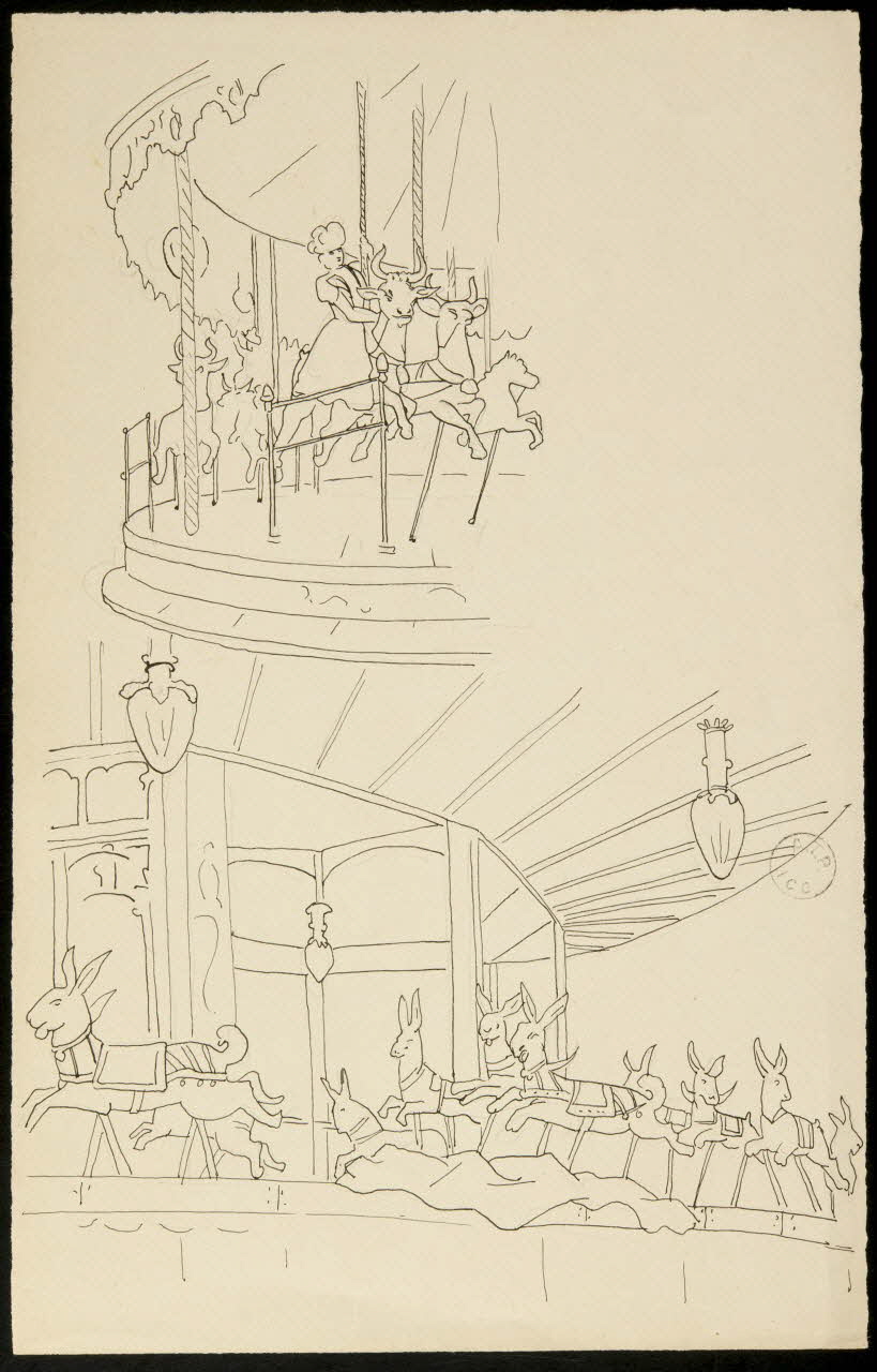 partie d'un ensemble de dessins Manèges 1968.102.1632 Photo Mucem