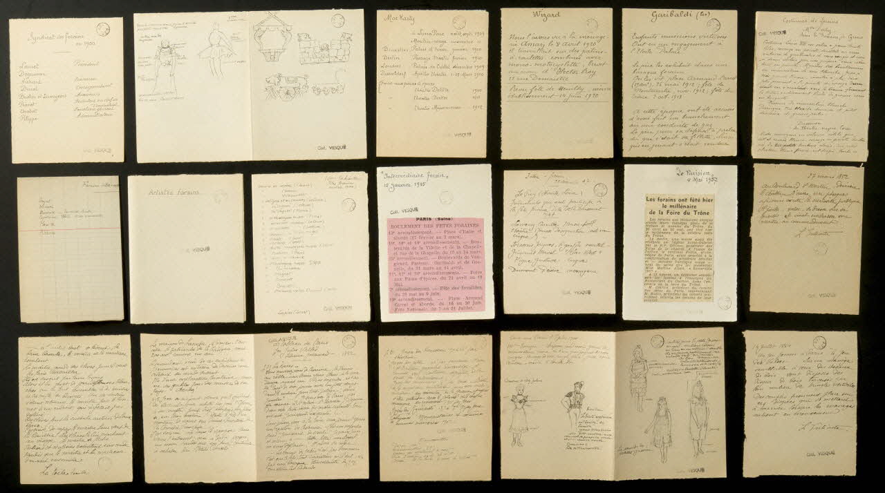 partie d'un ensemble de dessins Artistes forains 1968.102.1635.1/22 Photo Mucem