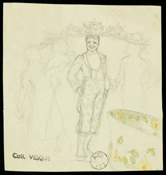 partie d'un ensemble de dessins Homme portant un grand chapeau à fleurs 1968.102.1677.4 Photo Mucem