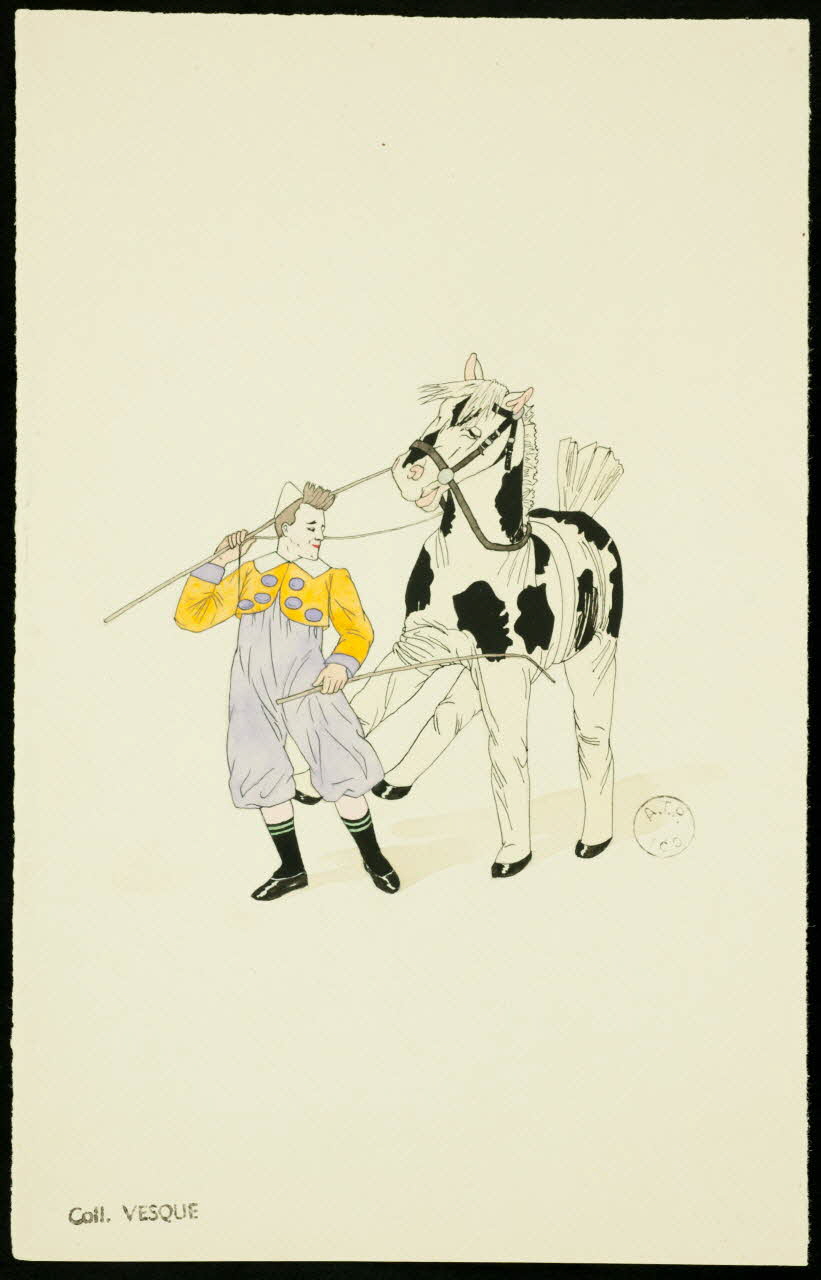 partie d'un ensemble de dessins Clown dressant un faux cheval 1968.102.1678.1 Photo Mucem