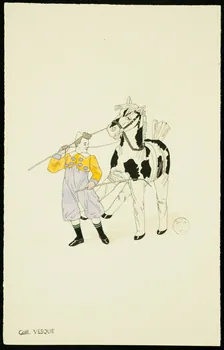 partie d'un ensemble de dessins Clown dressant un faux cheval 1968.102.1678.1  Photo Mucem