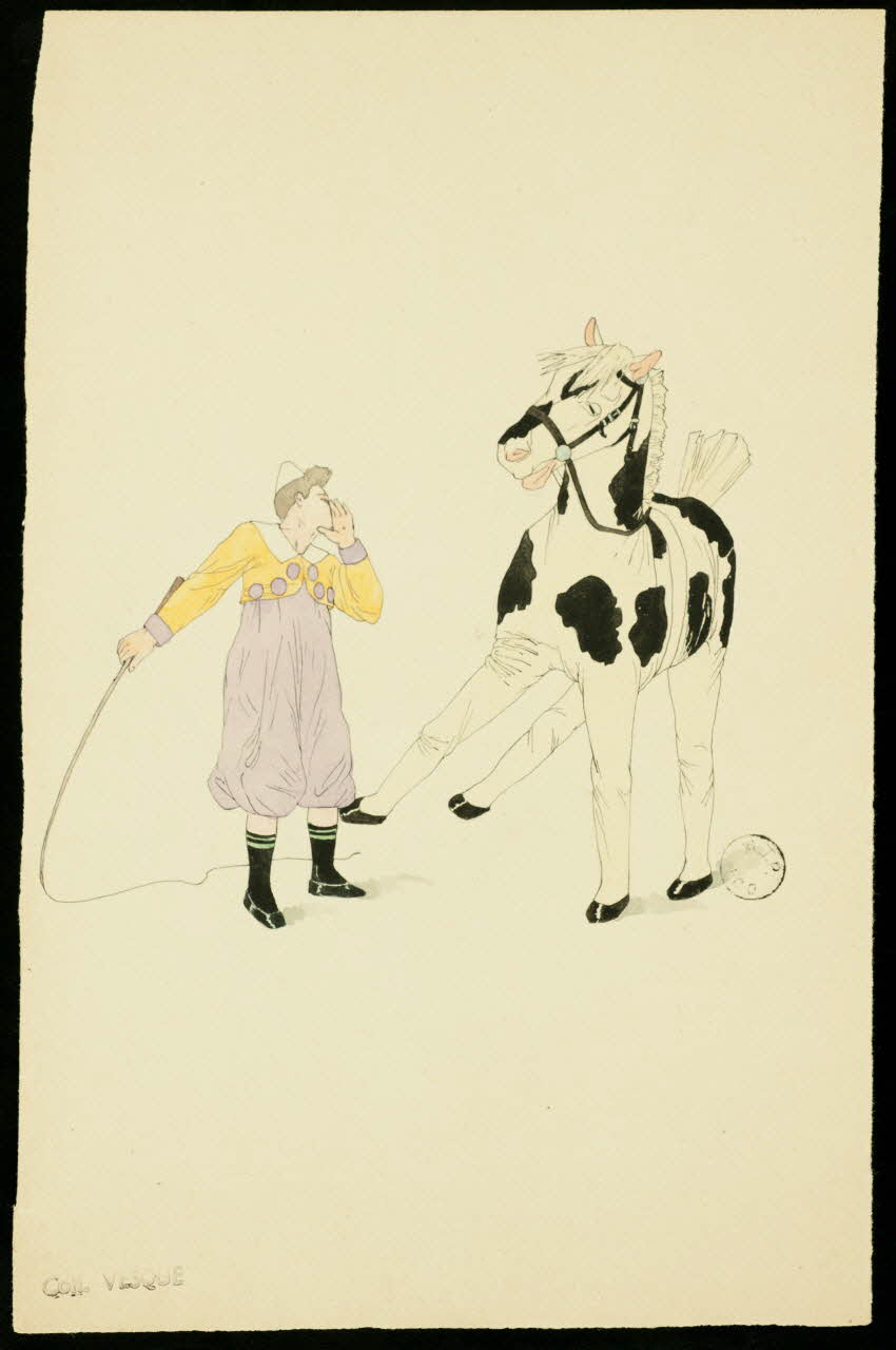 partie d'un ensemble de dessins Clown dressant un faux cheval 1968.102.1678.2 Photo Mucem