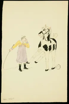partie d'un ensemble de dessins Clown dressant un faux cheval 1968.102.1678.2  Photo Mucem