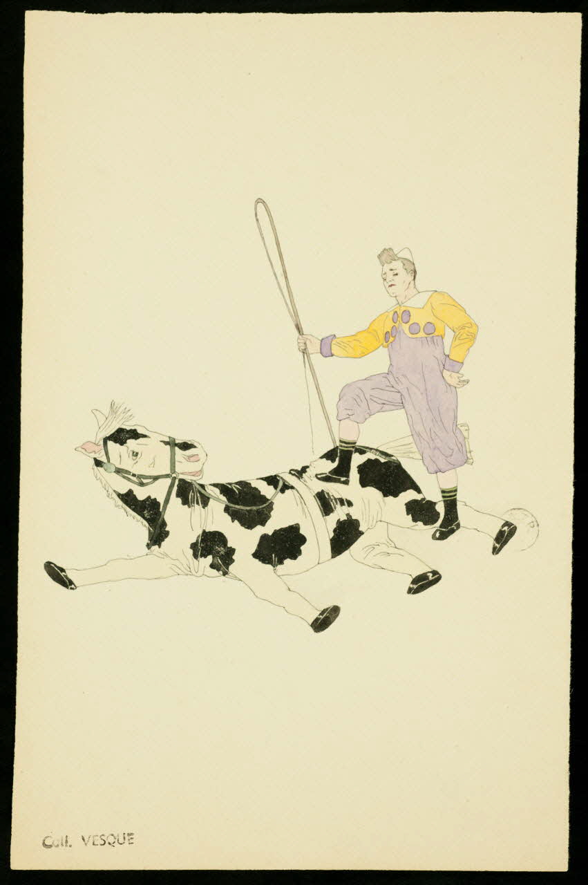 partie d'un ensemble de dessins Clown dressant un faux cheval 1968.102.1678.3 Photo Mucem
