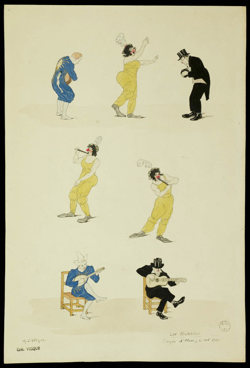 partie d'un ensemble de dessins Les Fratellini  cirque d'Hiver 1968.102.1694.12 Photo Mucem