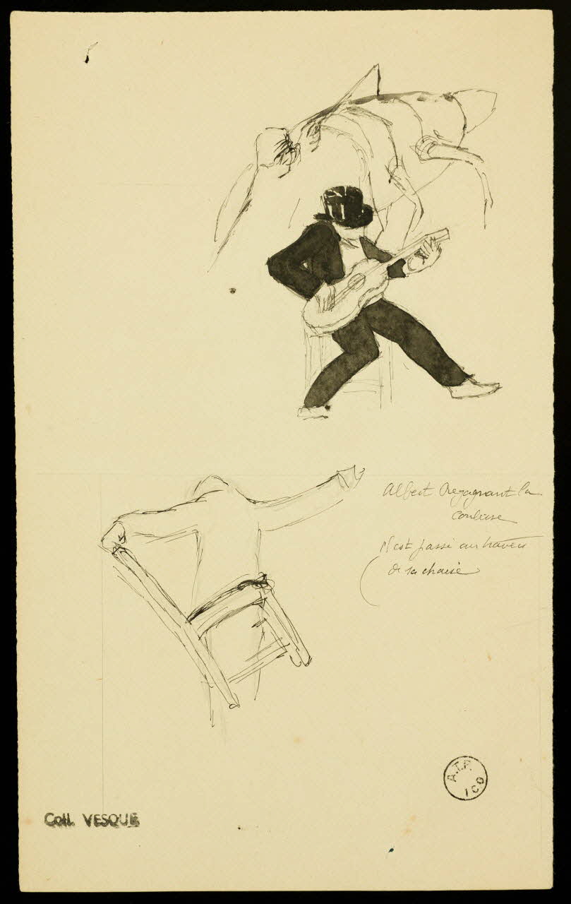 partie d'un ensemble de dessins Albert regagnant la  coulisse 1968.102.1696.18 Photo Mucem