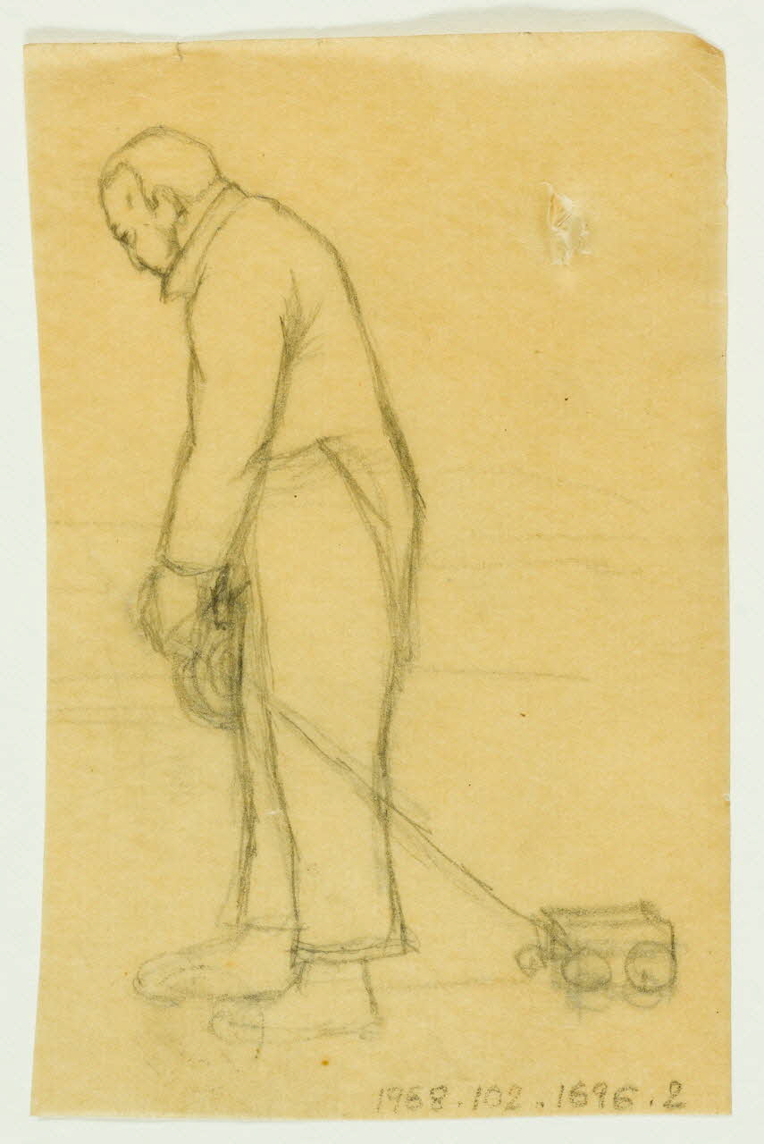 partie d'un ensemble de dessins Homme tirant un jouet à roulettes 1968.102.1696.2 Photo Mucem