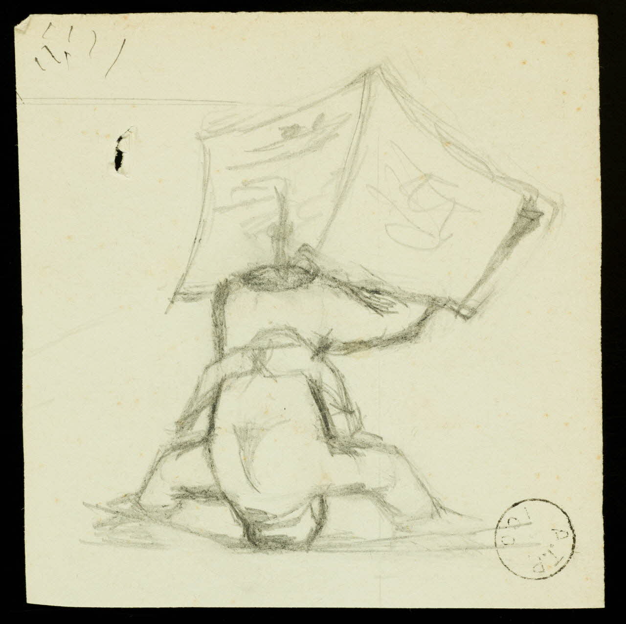 partie d'un ensemble de dessins Homme portant un journal avec ses jambes 1968.102.1696.6 Photo Mucem