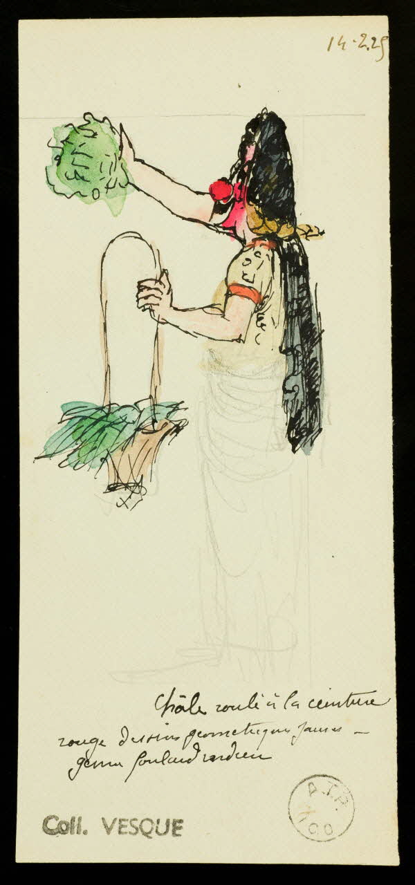 partie d'un ensemble de dessins Personnage de cirque tenant un panier de légumes 1968.102.1698.5 Photo Mucem