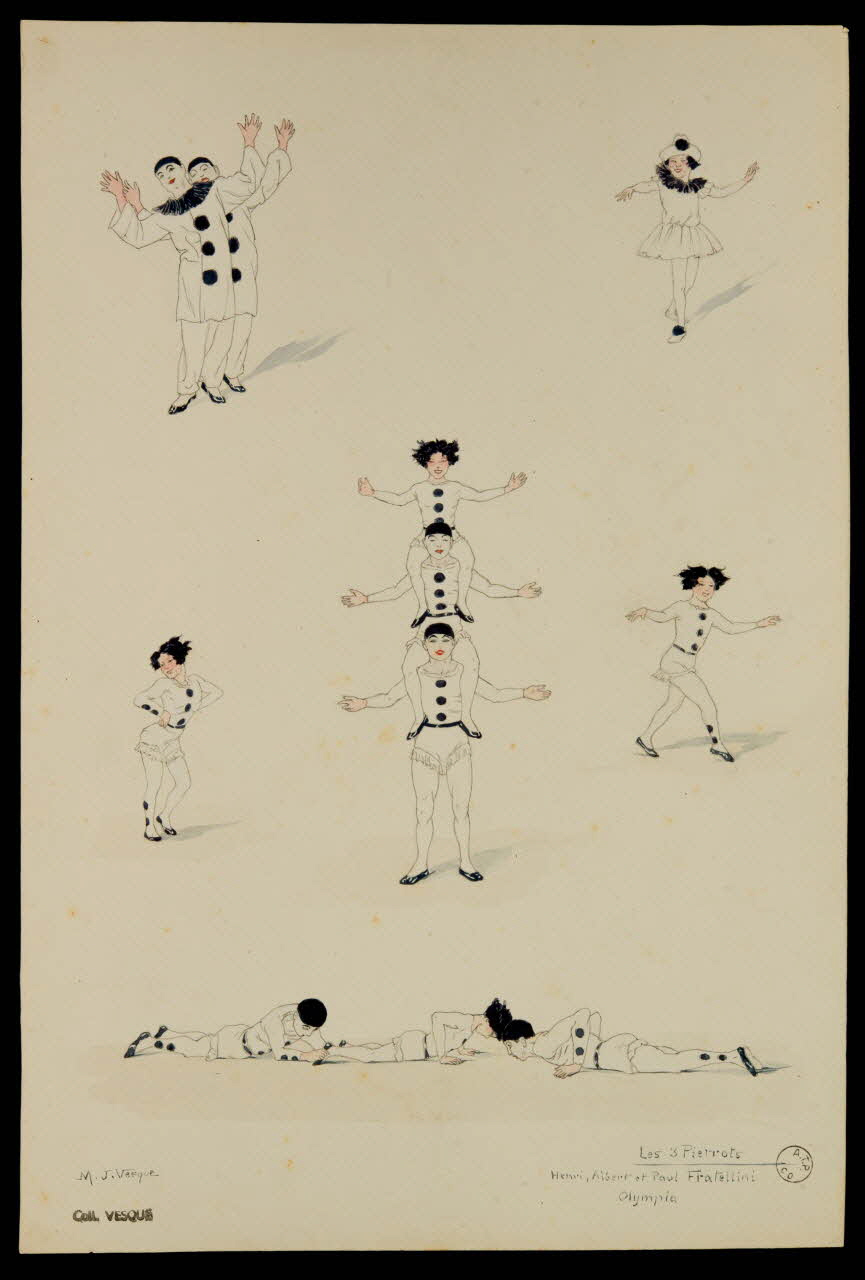 partie d'un ensemble de dessins Les 3 Pierrots 1968.102.1712 Photo Mucem