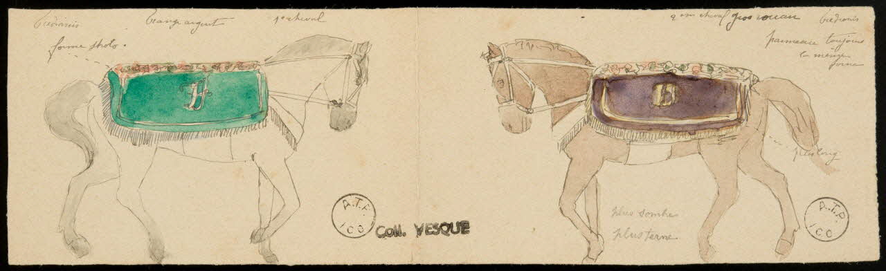 partie d'un ensemble de dessins Chevaux 1968.102.1722.3 Photo Mucem