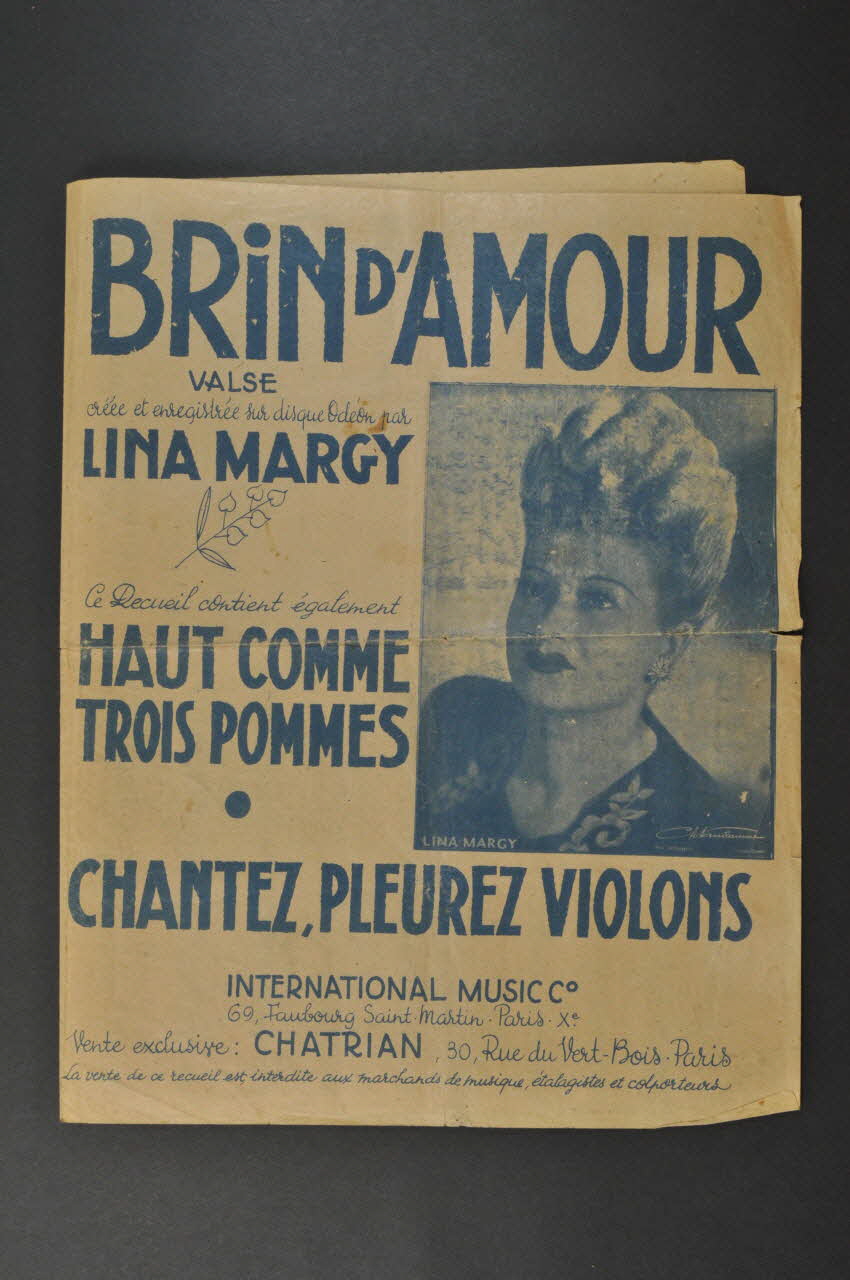Maurice Alexander ; Lucien Lagarde ; Maurice Denoux ; Louis Esposito ; Daniel White ; Lina Margy ; International Music Compagny; chanson petit format Île-de-France, France 1944 1966.151.9 Photo Mucem