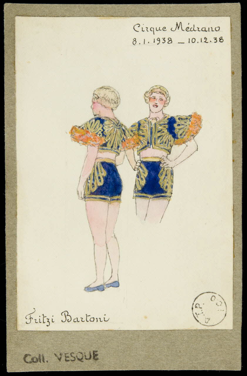 partie d'un ensemble de dessins Cirque Médrano  8.1.1938 - 10.12.38  Fritzi Bartoni 1968.102.1739 Photo Mucem