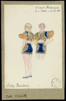 partie d'un ensemble de dessins Cirque Médrano  8.1.1938 - 10.12.38  Fritzi Bartoni 1968.102.1739  Photo Mucem