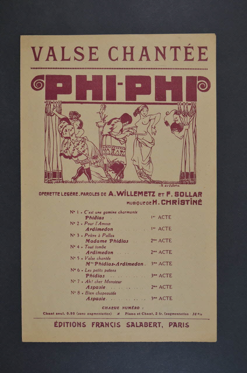 Fabien Sollar ; Albert Willemetz ; Henri Christiné ; Francis F. Salabert chanson petit format Île-de-France, France 1918 1966.152.1 Photo Mucem