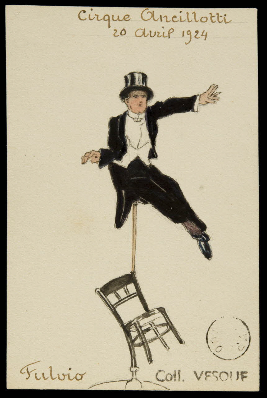 partie d'un ensemble de dessins Cirque Ancilotti  19 avril 1924  Fulvio 1968.102.1748.2 Photo Mucem
