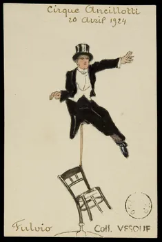 partie d'un ensemble de dessins Cirque Ancilotti  19 avril 1924  Fulvio 1968.102.1748.2  Photo Mucem