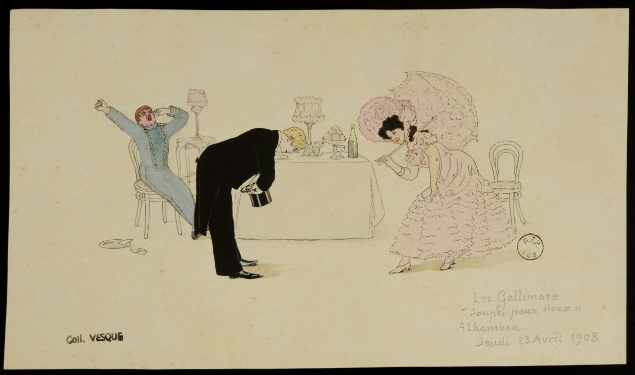 partie d'un ensemble de dessins Les Gallimore  "souper pour deux" 1968.102.1756 Photo Mucem