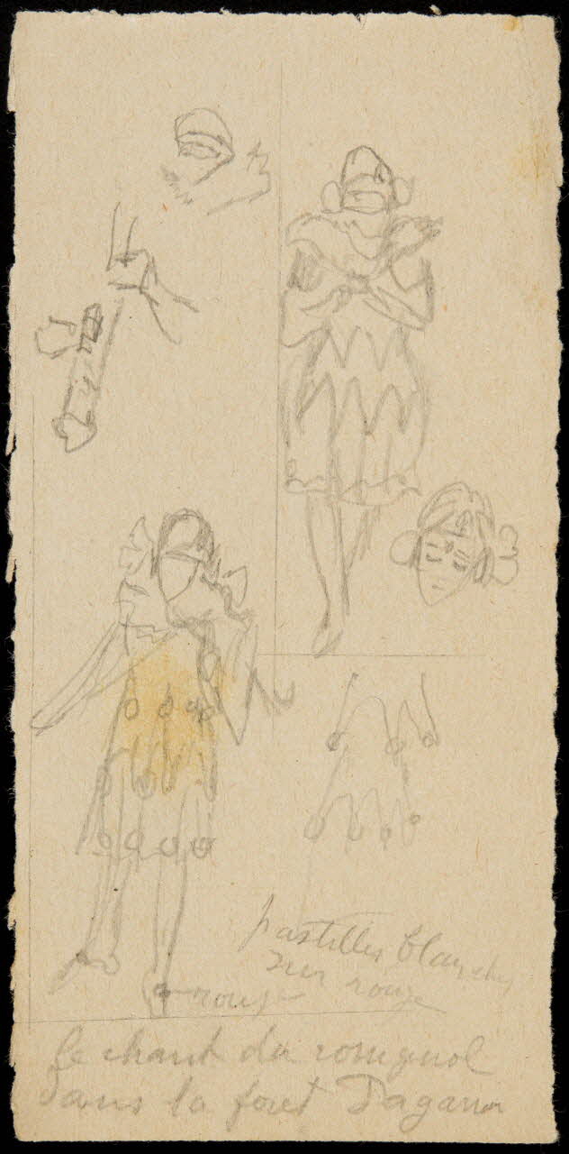 partie d'un ensemble de dessins le chant du rossignol  dans la foret Dagano 1968.102.1759.2 Photo Mucem