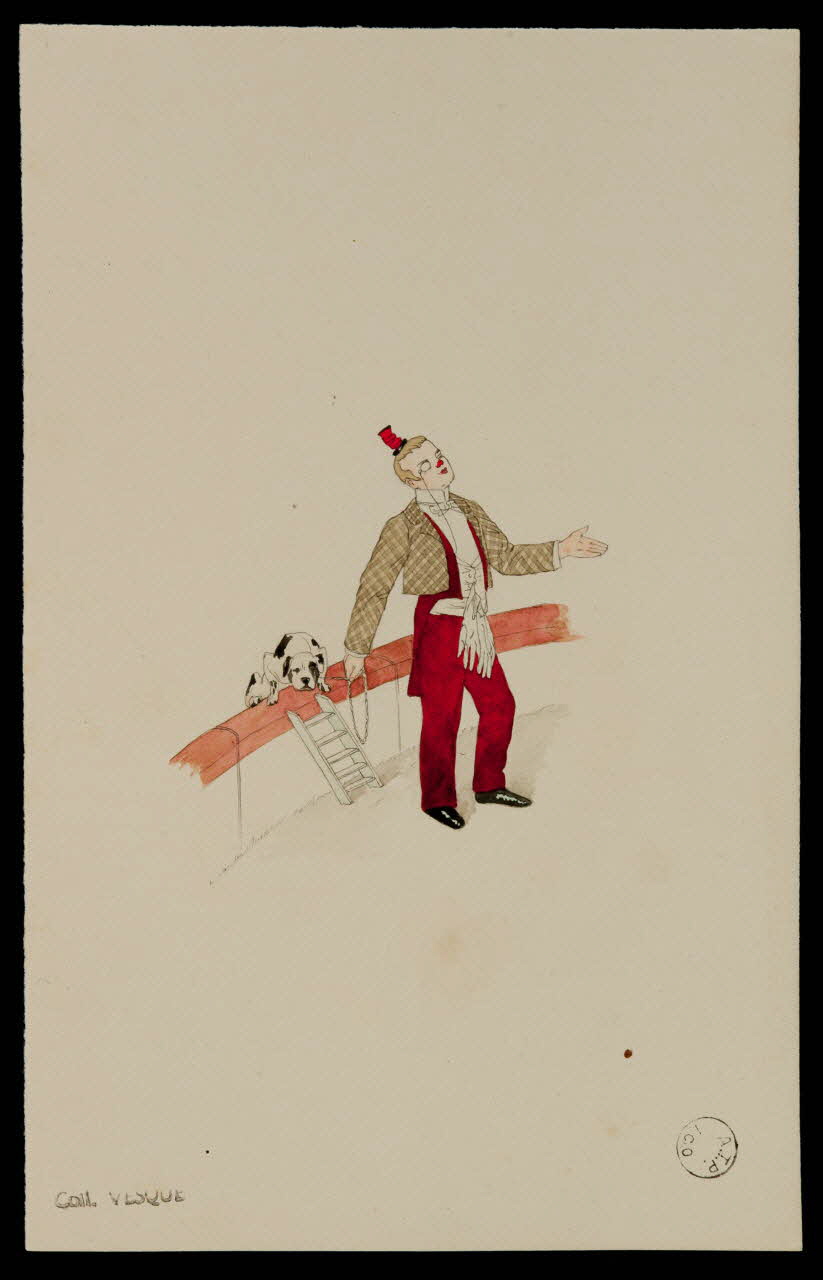 partie d'un ensemble de dessins Clown avec un chien 1968.102.1767.2 Photo Mucem