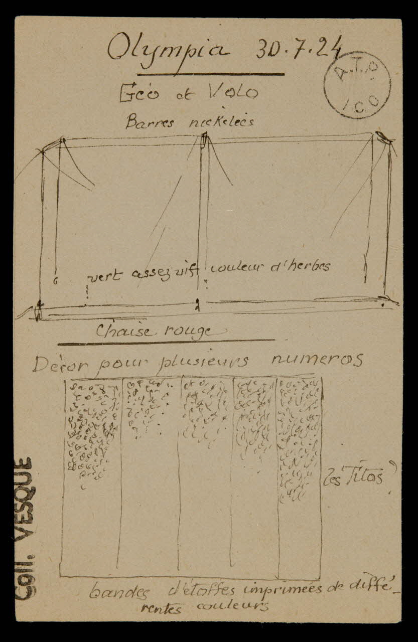 partie d'un ensemble de dessins Olympia  Géo et Volo 1968.102.1772.1 Photo Mucem