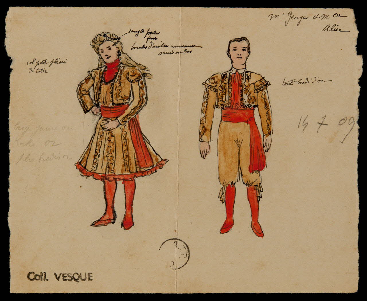 partie d'un ensemble de dessins M Georgey et Mme  Alice 1968.102.1774.2 Photo Mucem