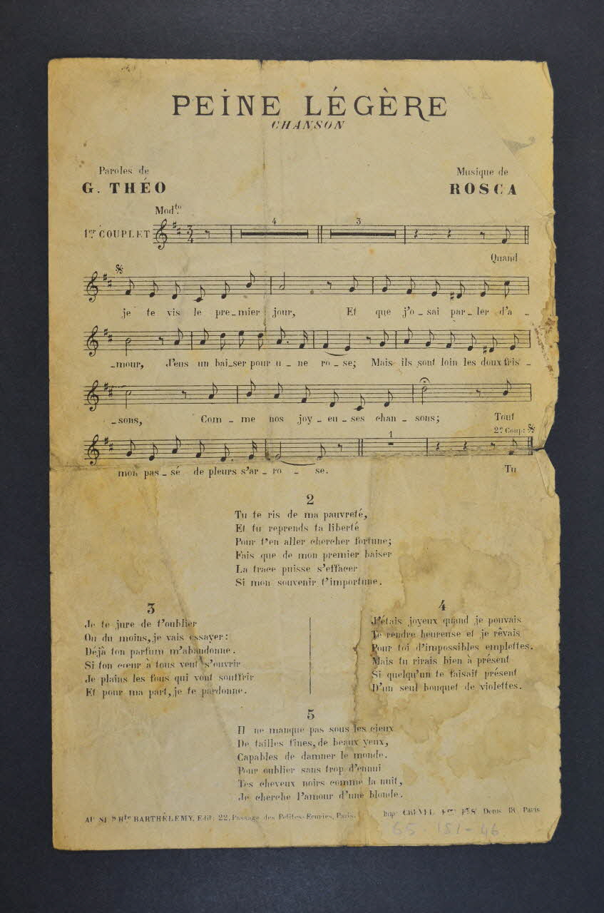 chanson petit format 1965.151.46 Photo Mucem