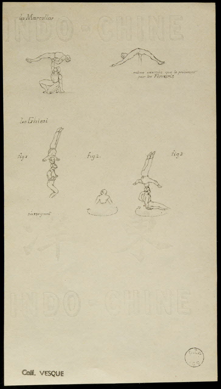 partie d'un ensemble de dessins Croquis d'acrobates 1968.102.1781.4 Photo Mucem