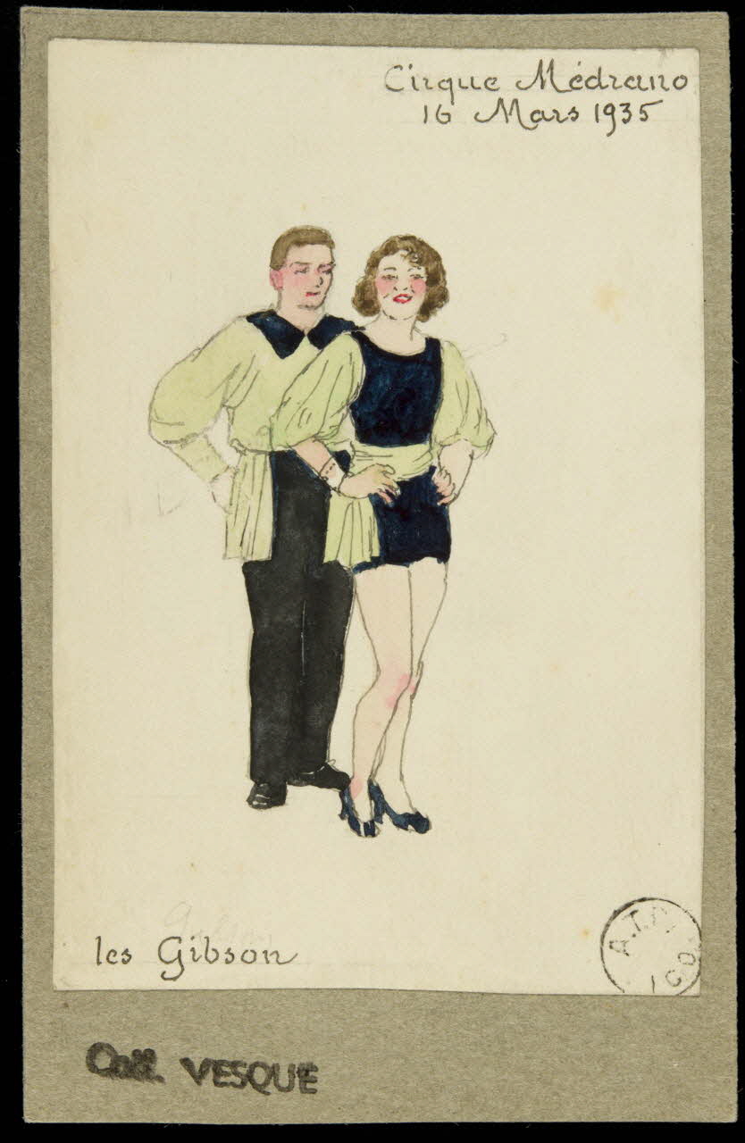 partie d'un ensemble de dessins Cirque Médrano  16 Mars 1935  Les Gibson 1968.102.1783 Photo Mucem