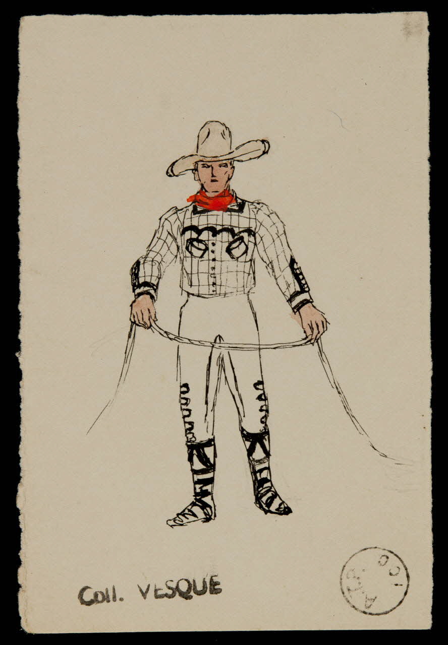 partie d'un ensemble de dessins Homme en costume de cow-boy 1968.102.1795  Photo Mucem