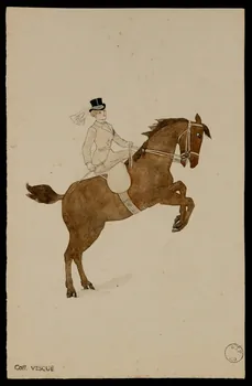 partie d'un ensemble de dessins Cavalière avec cheval cabré 1968.102.1798.2 Photo Mucem