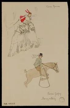 partie d'un ensemble de dessins Course Romaine  Florence Godfrey  Barnum et Bailey 1968.102.1798.3 Photo Mucem