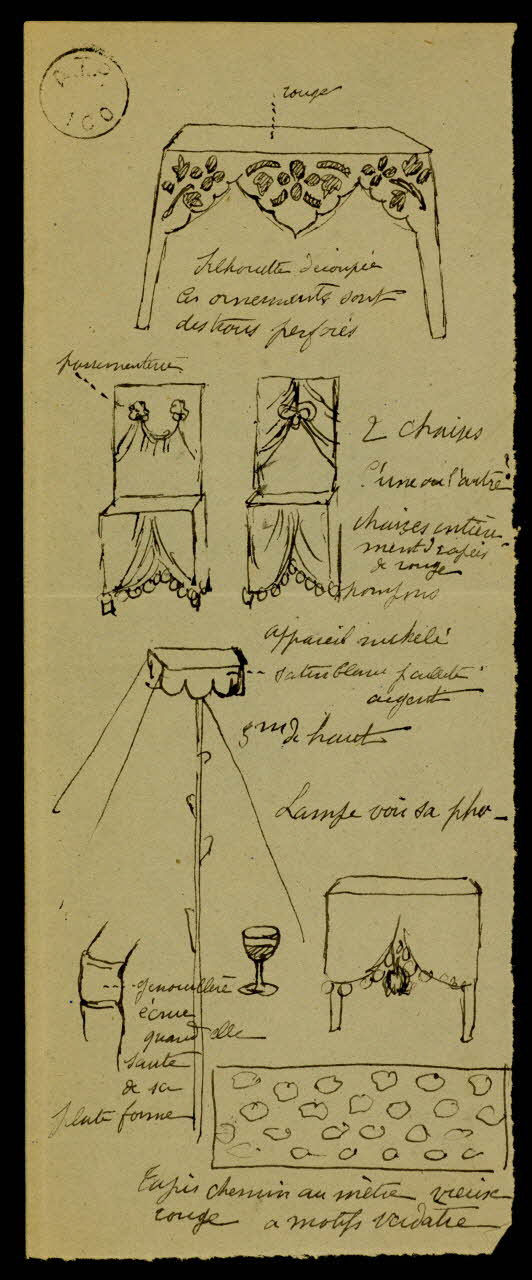 partie d'un ensemble de dessins Représentation d'objets de spectacle 1968.102.1803.3 Photo Mucem