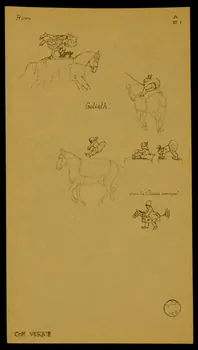 partie d'un ensemble de dessins Ricco  Goliath  dans la "Chasse comique" 1968.102.1805.3 Photo Mucem