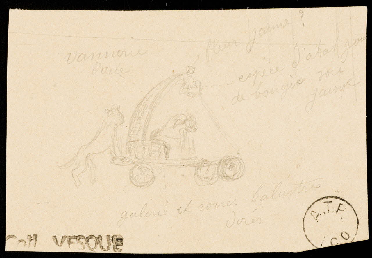 partie d'un ensemble de dessins Animaux conduisant un véhicule 1968.102.1810 Photo Mucem