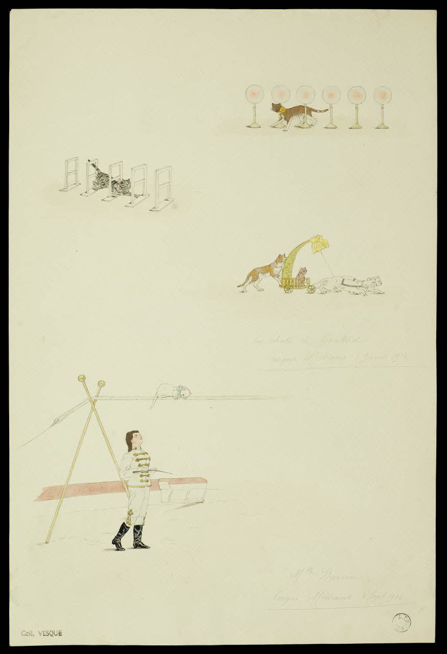 partie d'un ensemble de dessins Les chats de Gontard  Mlle Darvin 1968.102.1814.7 Photo Mucem