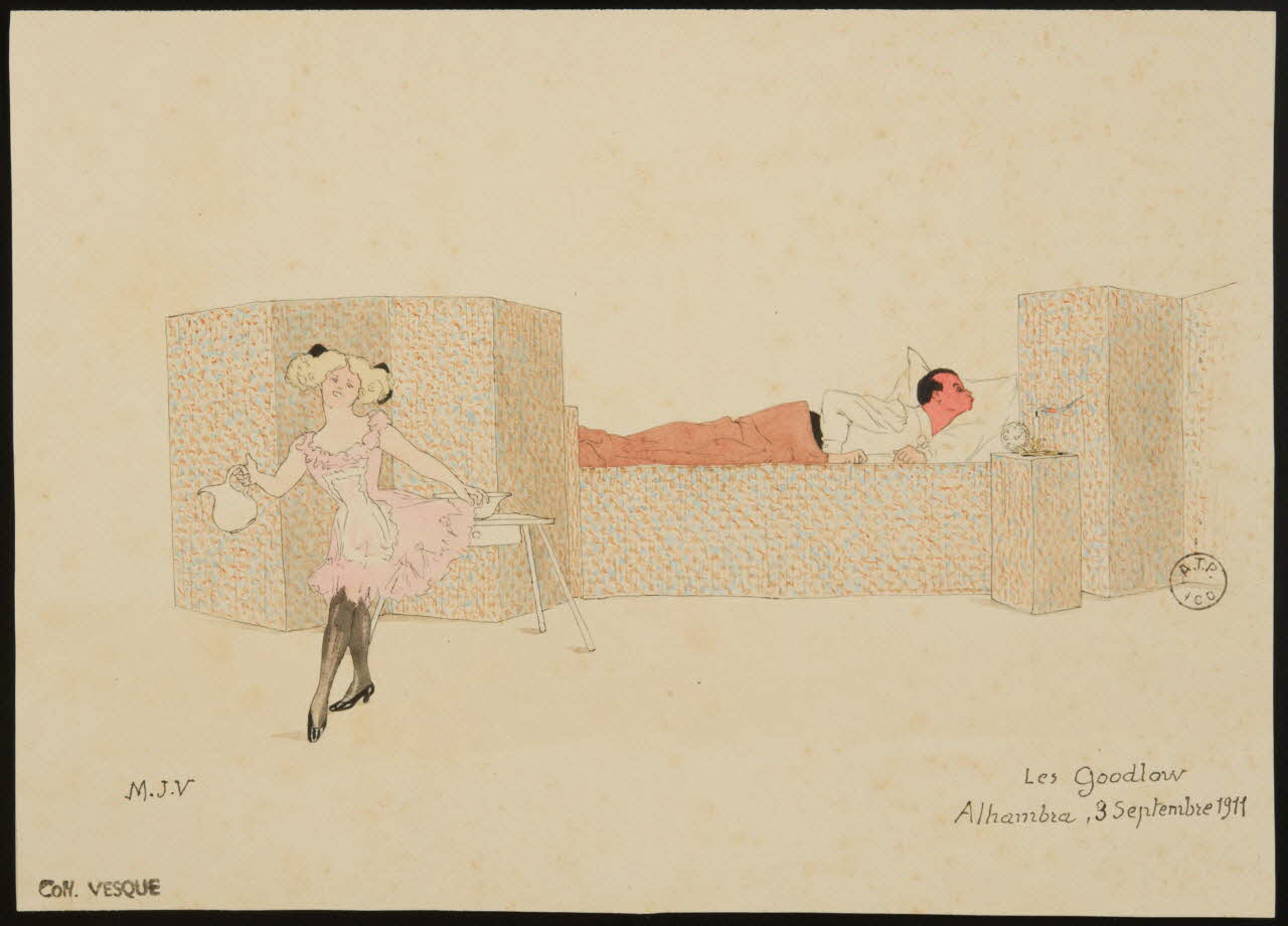 partie d'un ensemble de dessins Les Goodlow  Alhambra, 3 Septembre 1911 1968.102.1815 Photo Mucem