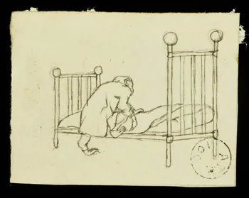 partie d'un ensemble de dessins Singe se mettant au lit 1968.102.1819.2  Photo Mucem