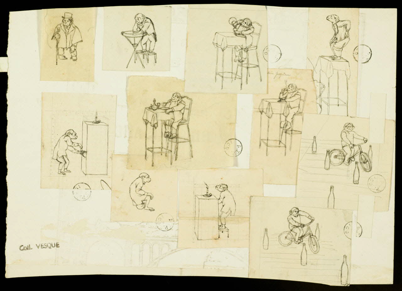 partie d'un ensemble de dessins Scènes burlesques avec un singe 1968.102.1819.3 Photo Mucem