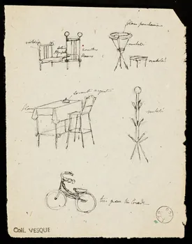 partie d'un ensemble de dessins Mobilier et bicyclette 1968.102.1820.3  Photo Mucem