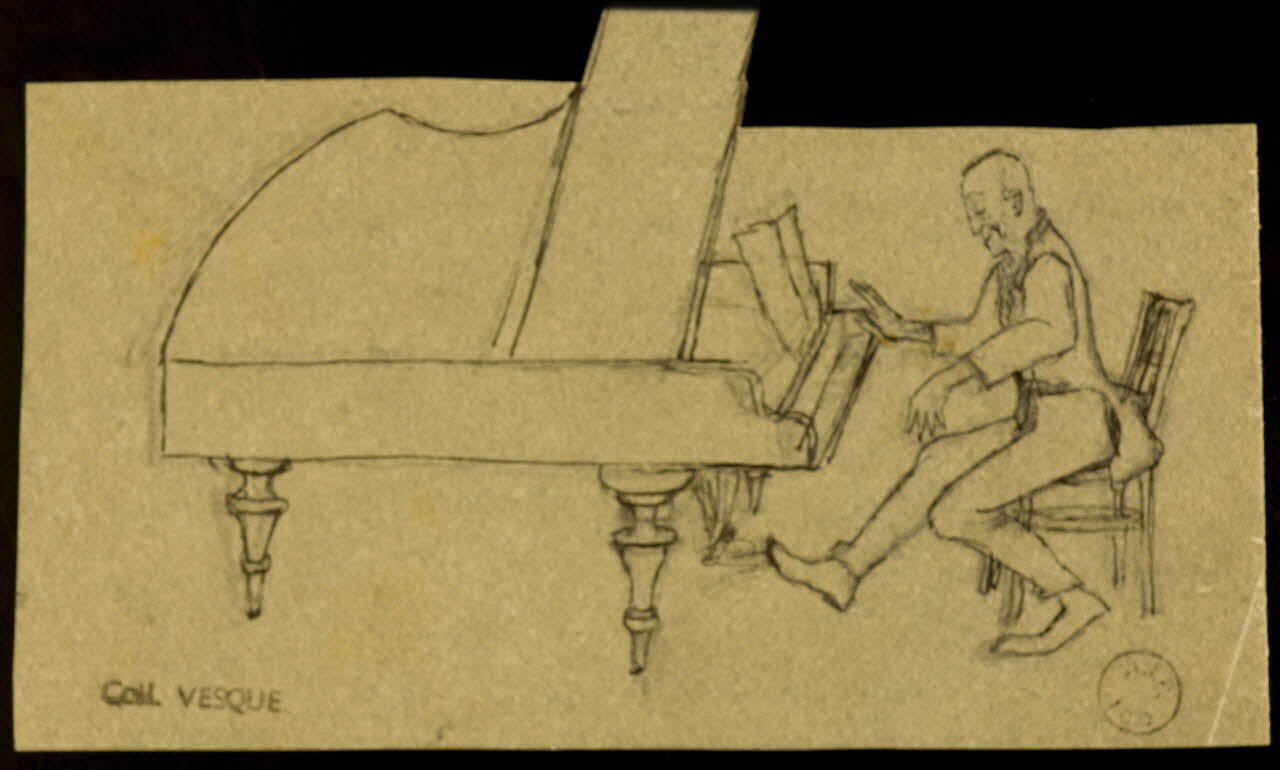 partie d'un ensemble de dessins Pianiste 1968.102.1835 Photo Mucem