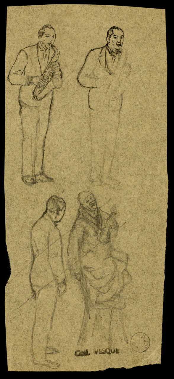 partie d'un ensemble de dessins Saxophonistes et clown 1968.102.1836.3 Photo Mucem