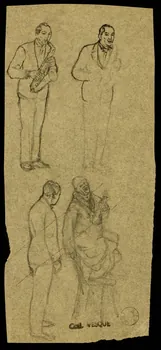 partie d'un ensemble de dessins Saxophonistes et clown 1968.102.1836.3 Photo Mucem