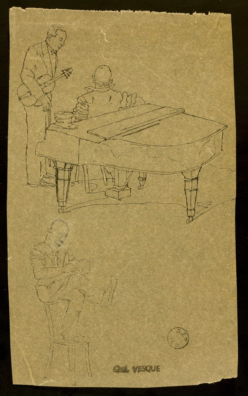 partie d'un ensemble de dessins Musiciens de cirque 1968.102.1836.4 Photo Mucem
