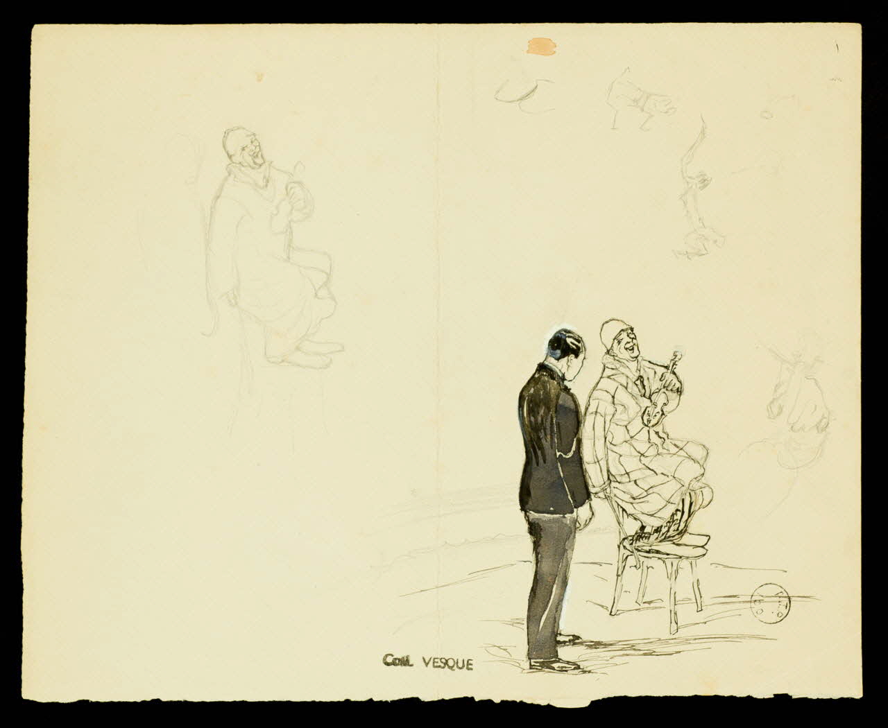 partie d'un ensemble de dessins Numéro de cirque avec un violon 1968.102.1836.5 Photo Mucem