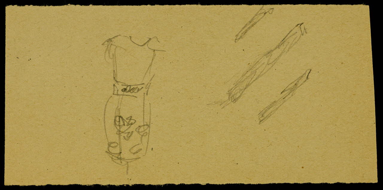 partie d'un ensemble de dessins Ebauche de costume 1968.102.1848.3 Photo Mucem
