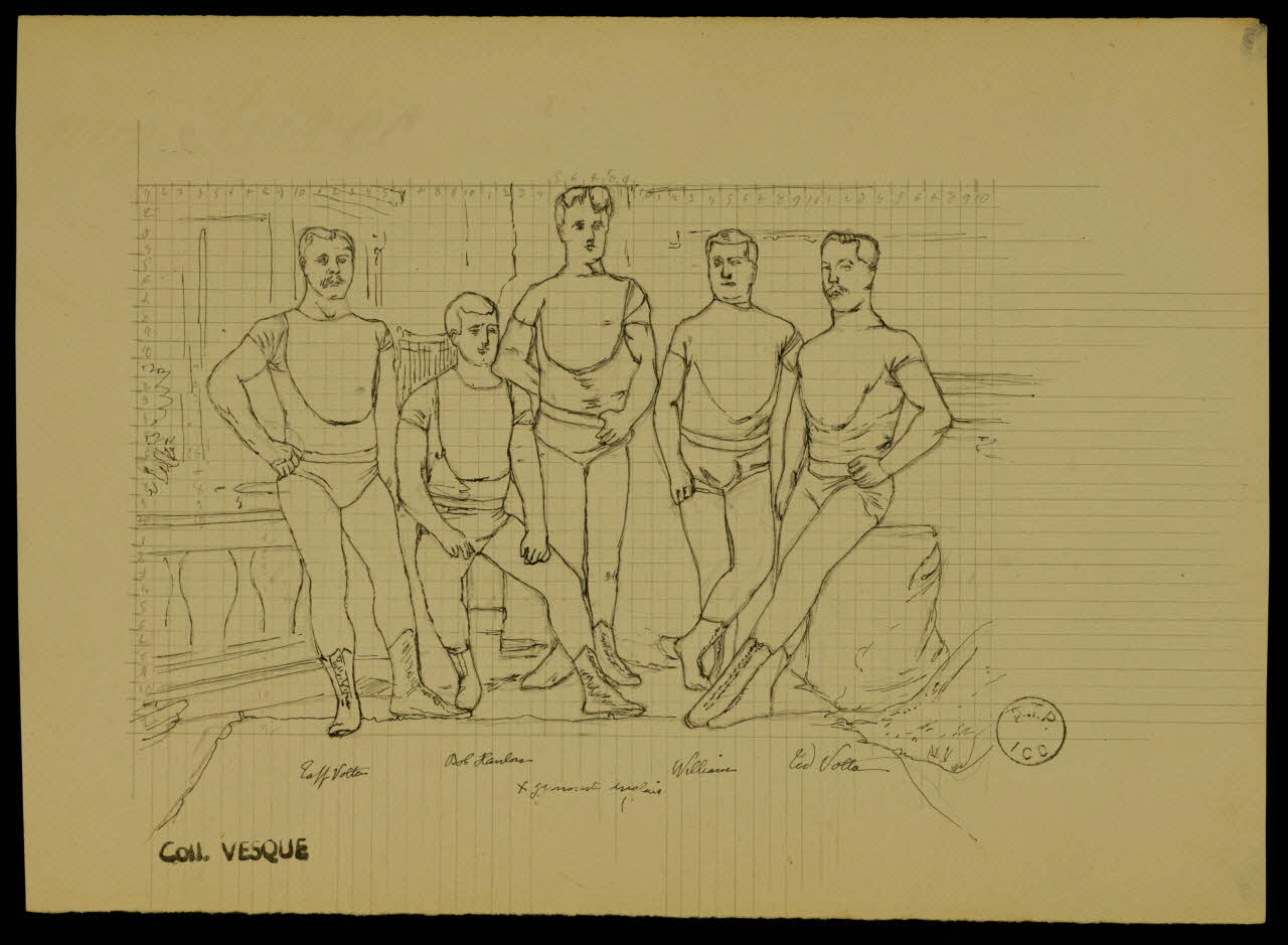 partie d'un ensemble de dessins Gymnastes anglais 1968.102.1868.8 Photo Mucem